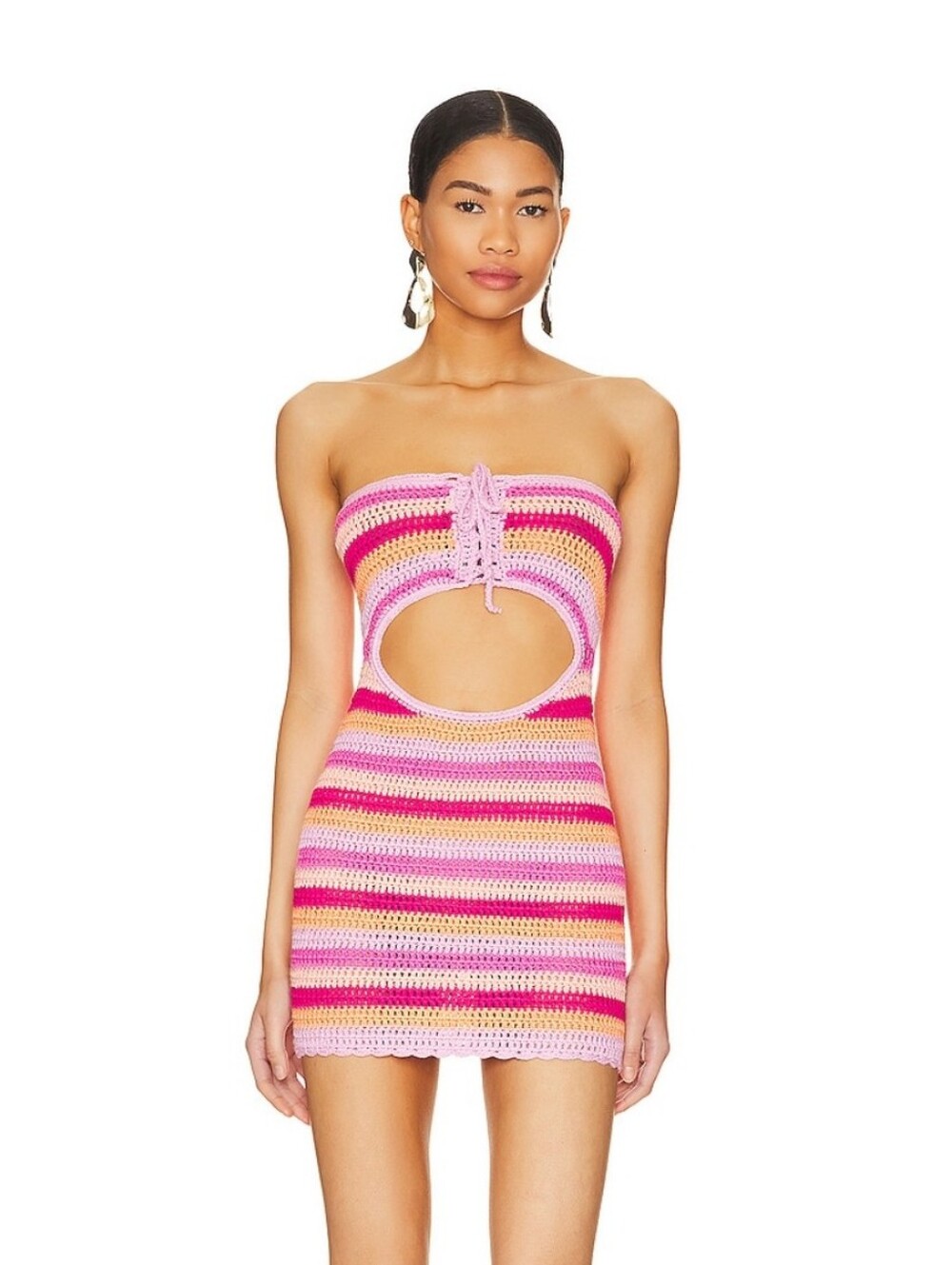 Lovers And Friends Pink Alexia Crochet Mini Dress Size S